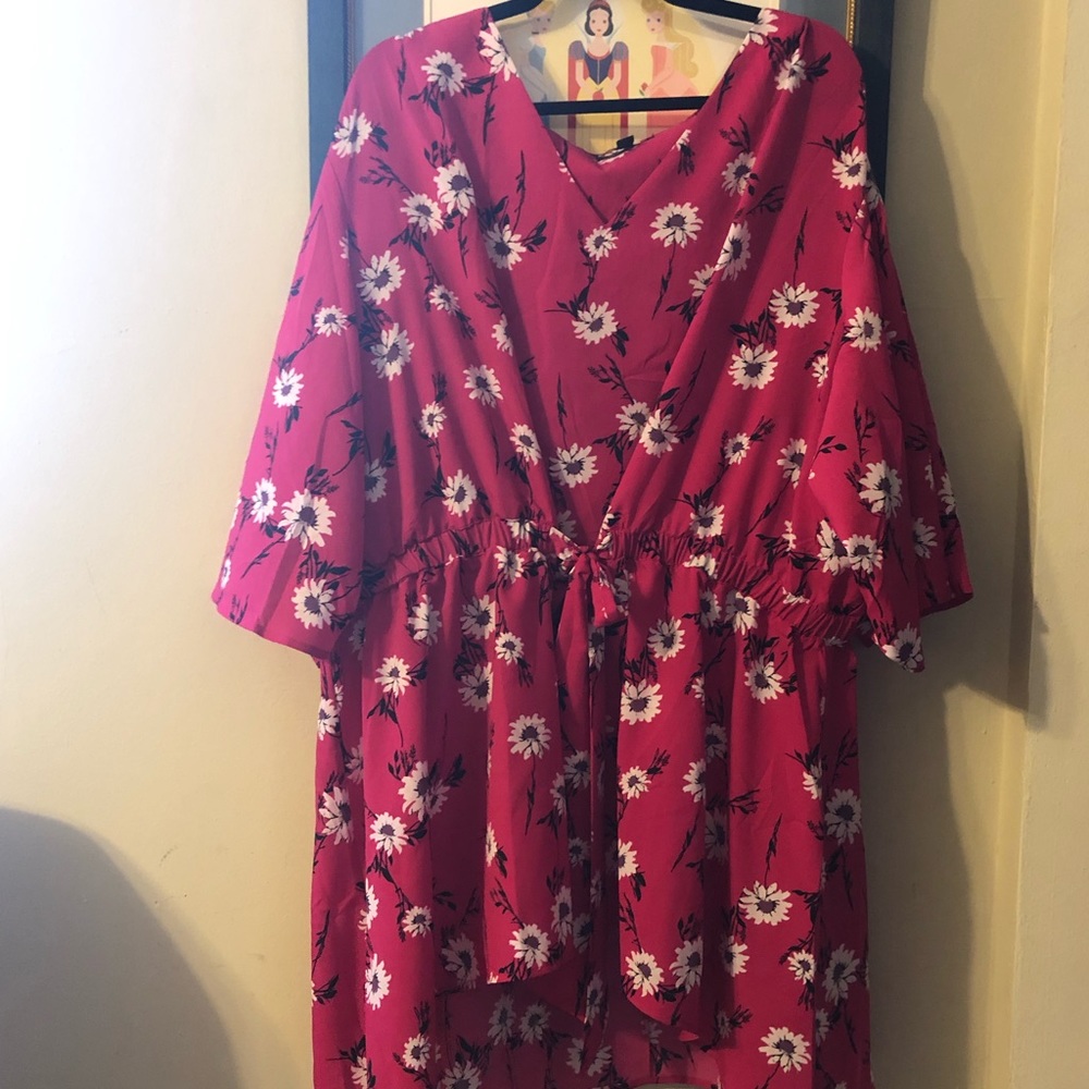 Gauzy magenta floral blouse